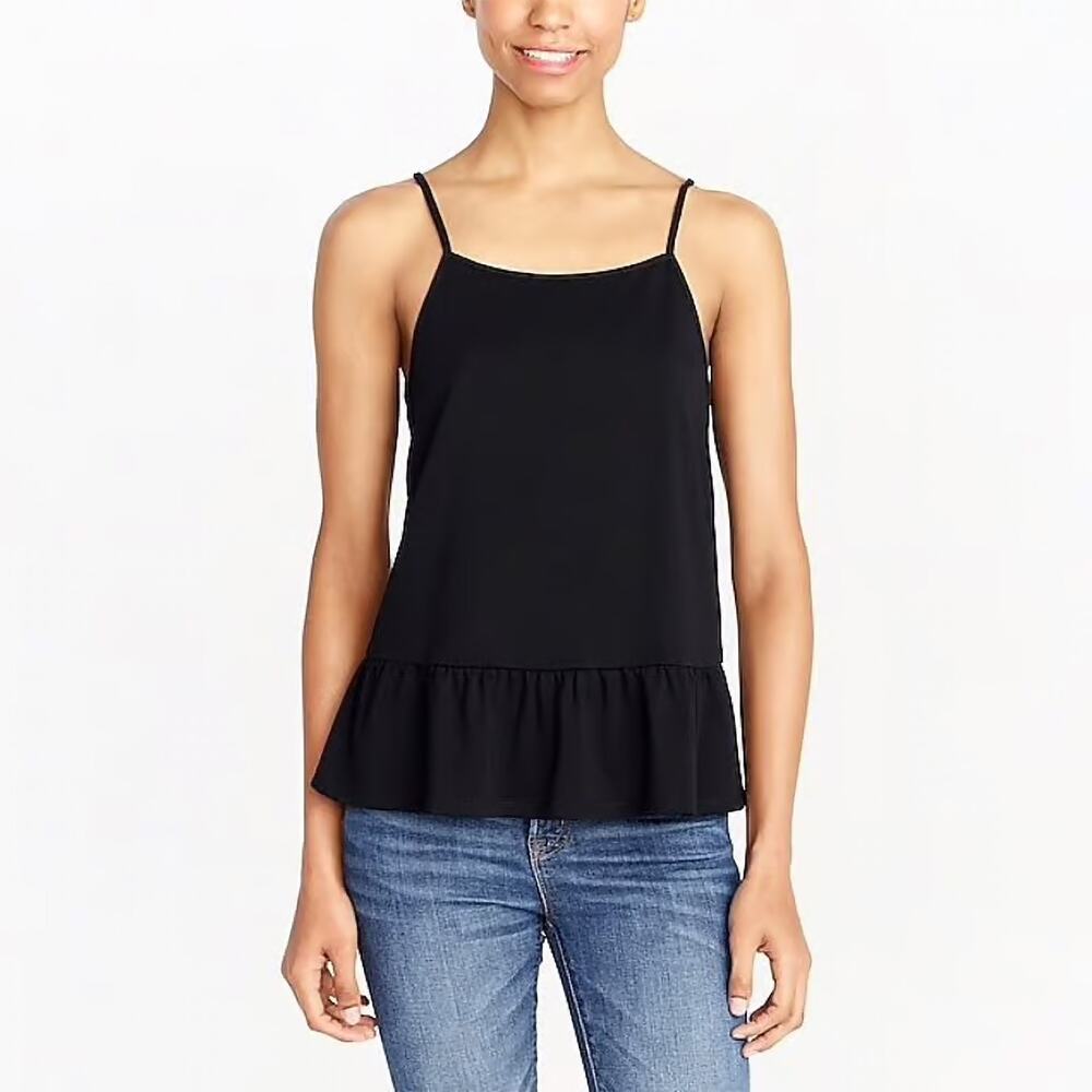 J Crew Black Ruffle Peplum Cami Sz Small